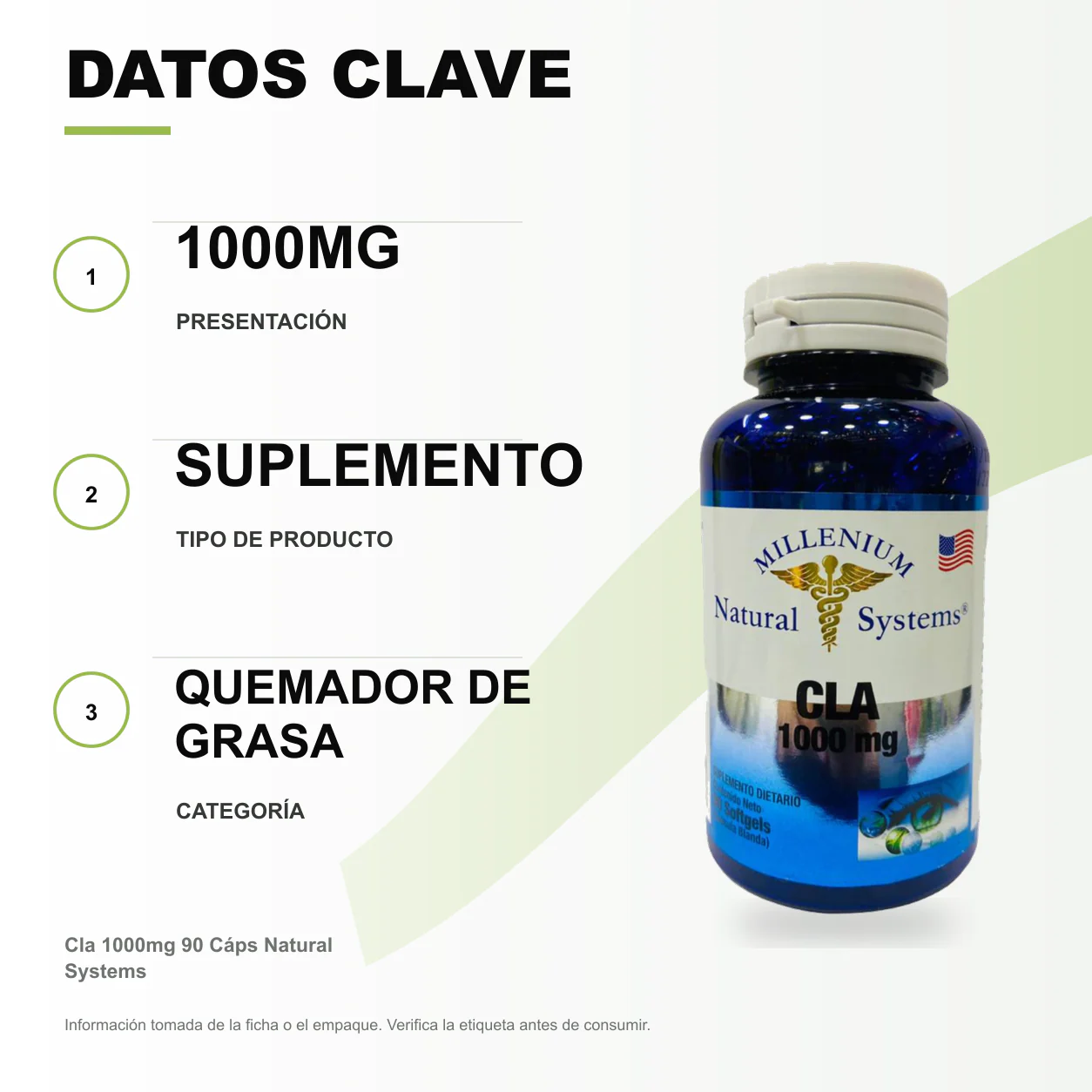 Cla 1000mg 90 Cáps Natural Systems - Image 2