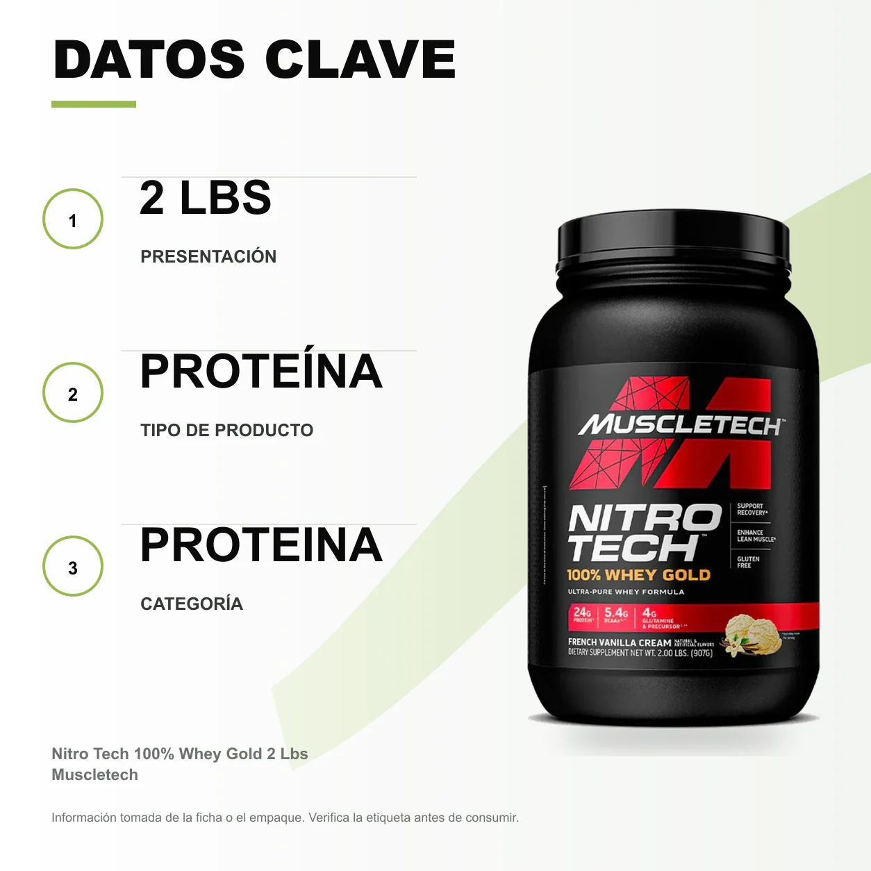 Nitro Tech 100% Whey Gold 2 Lbs Muscletech - Image 2