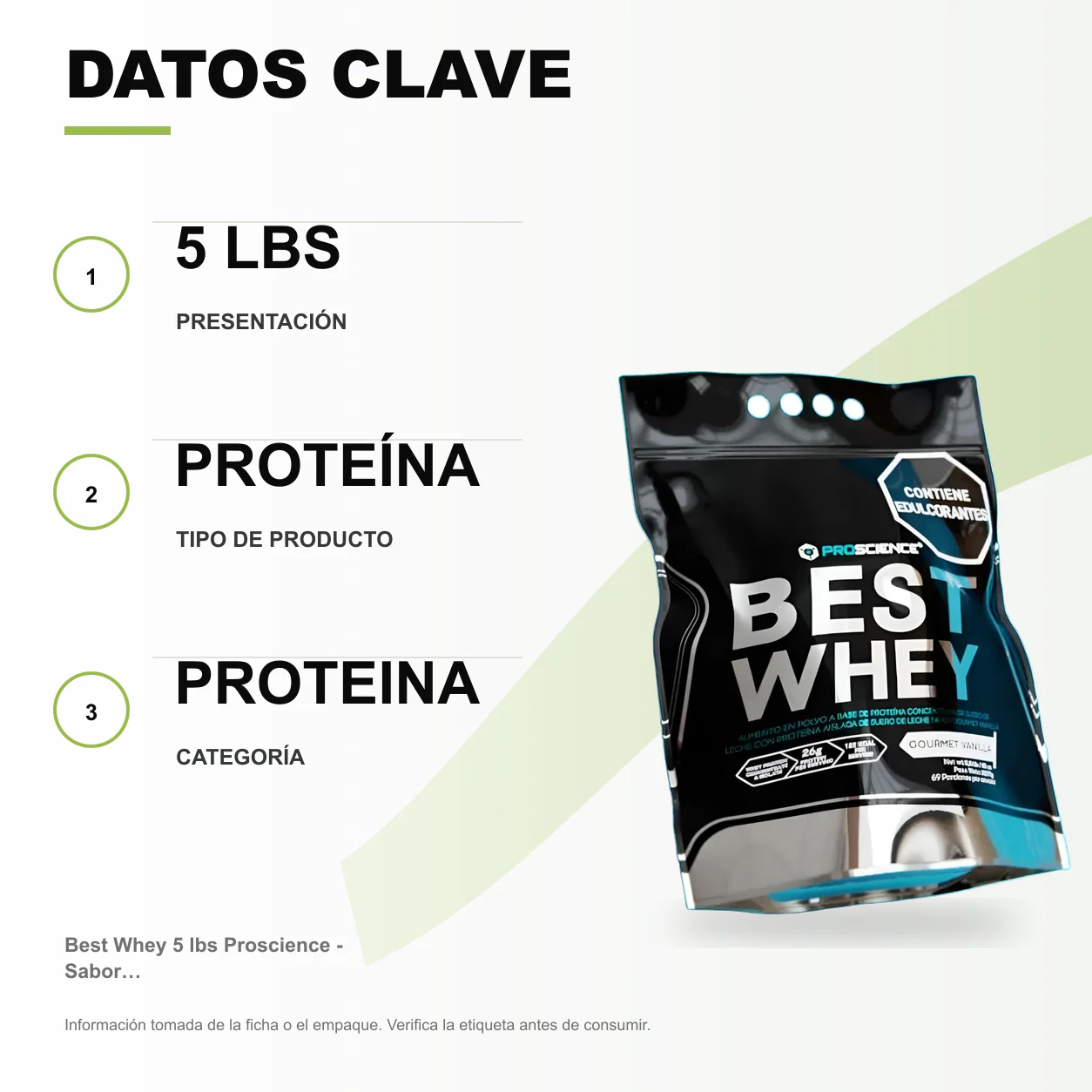 Best Whey 5 lbs Proscience - Sabor Vainilla - Image 2