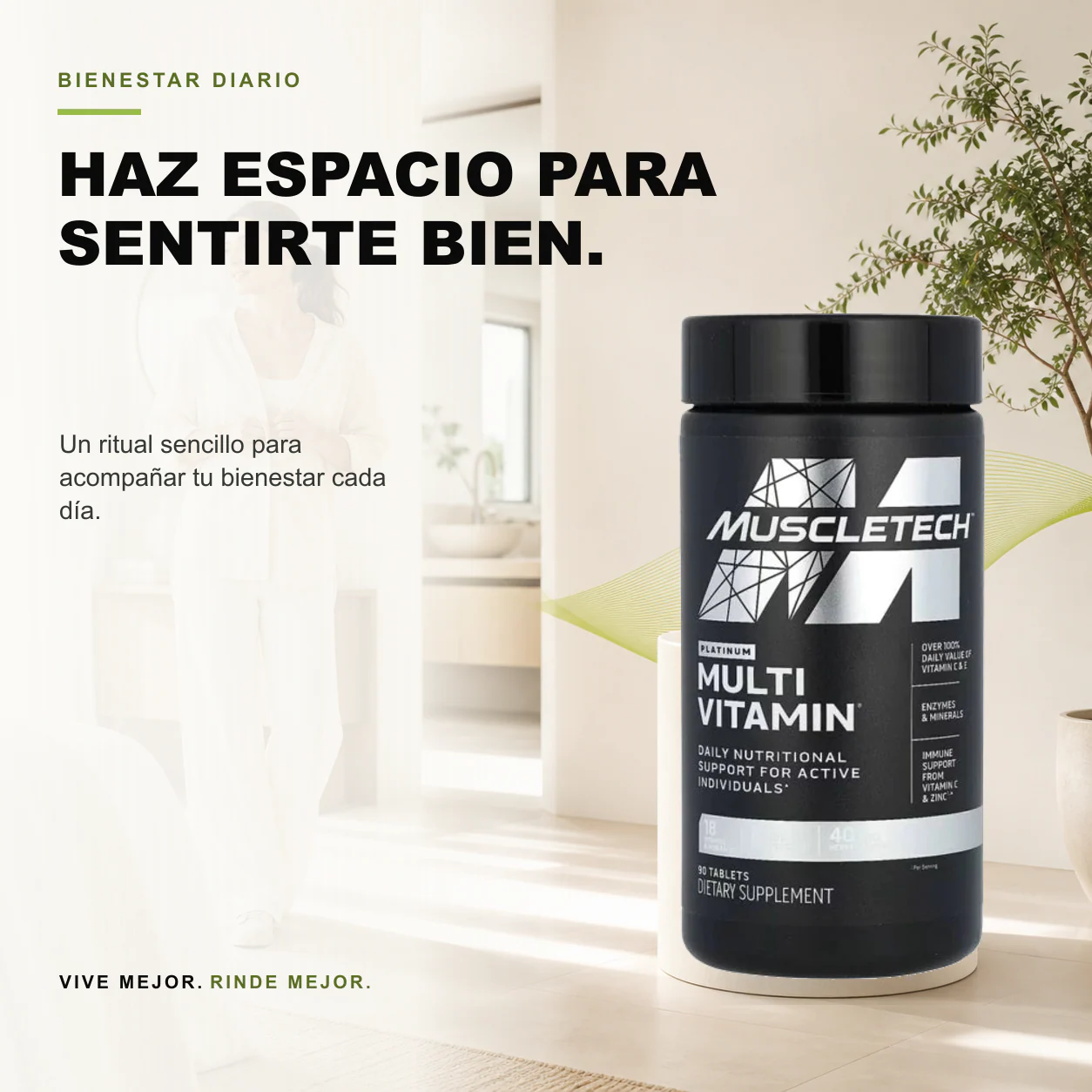 Multivitaminico Platinum Muscletech 90 tabletas - Image 3
