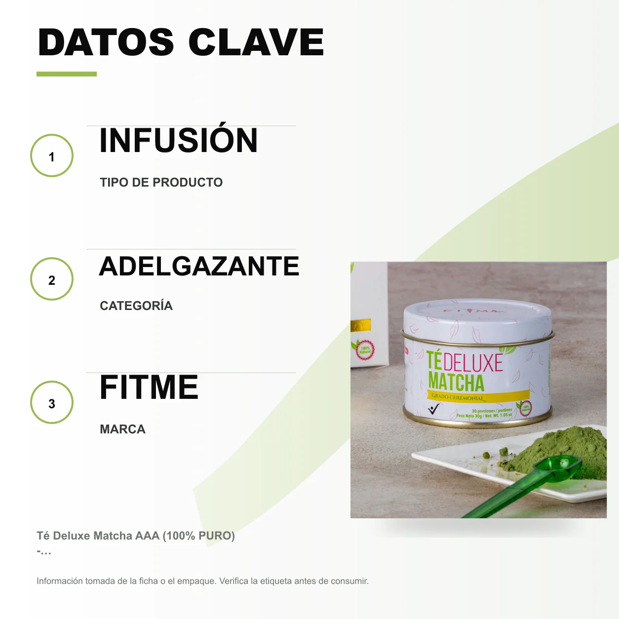 Té Deluxe Matcha AAA (100% PURO) - Fitme - Image 2