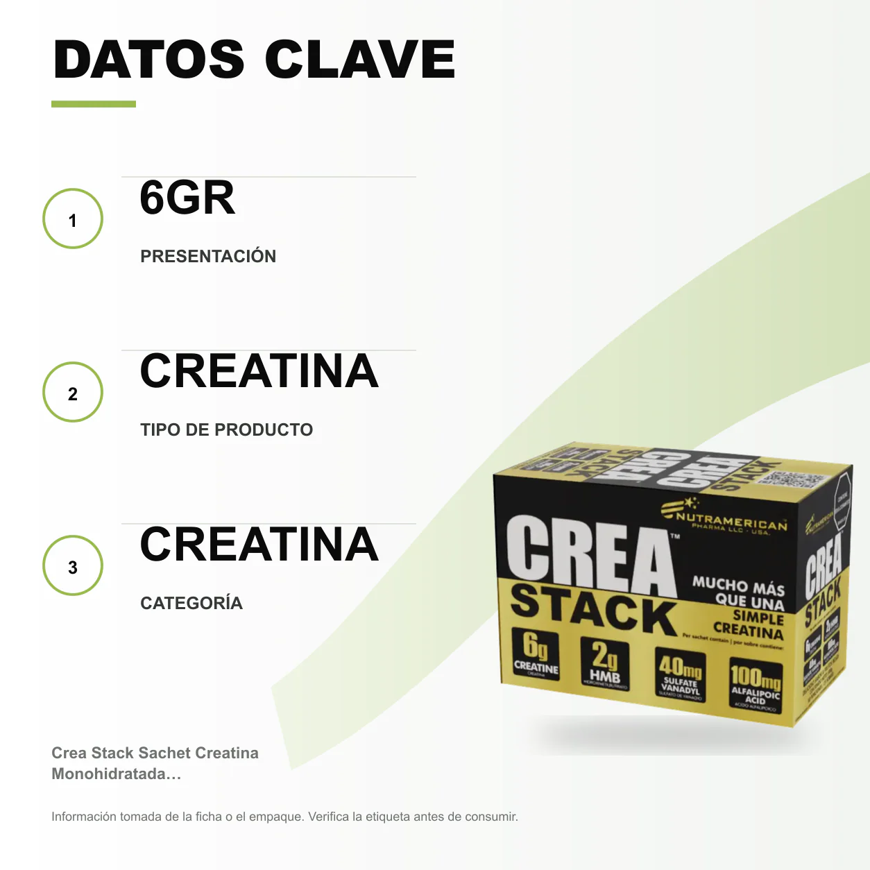 Crea Stack Sachet Creatina Monohidratada 6gr - Image 2