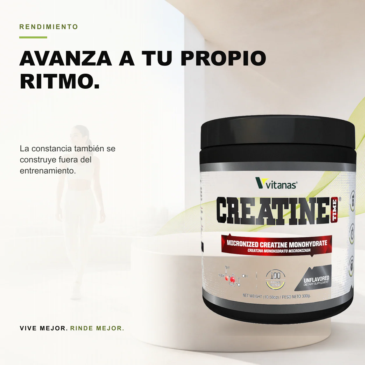 Creatine Time Creatina Monohidratada Micronizada 300gr Vitanas - Image 3