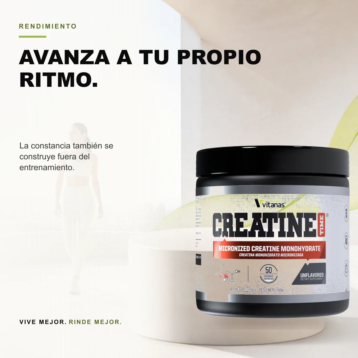 Creatine Time Creatina Monohidratada Micronizada 150gr Vitanas - Image 3