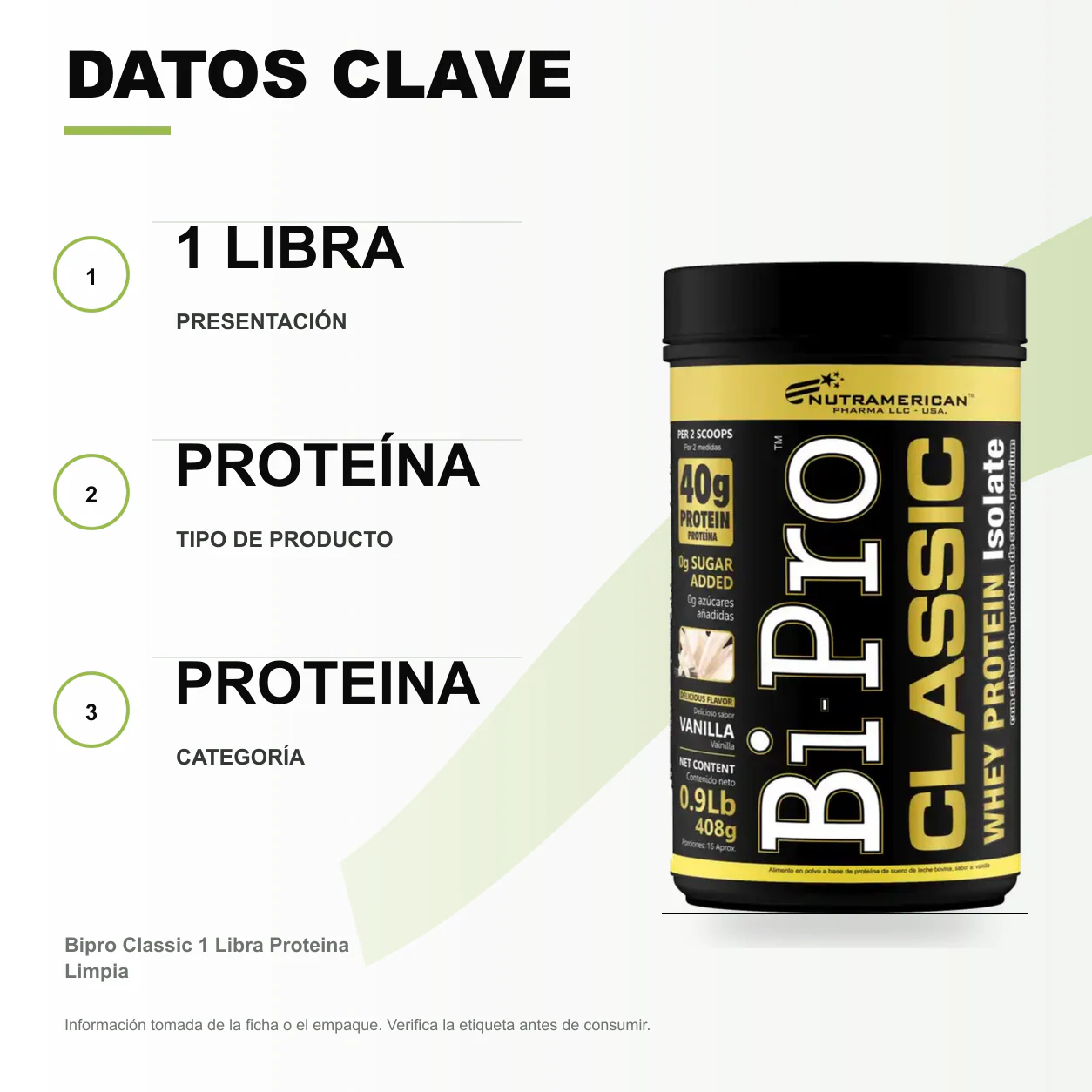 Bipro Classic 1 Libra Proteina Limpia - Image 2
