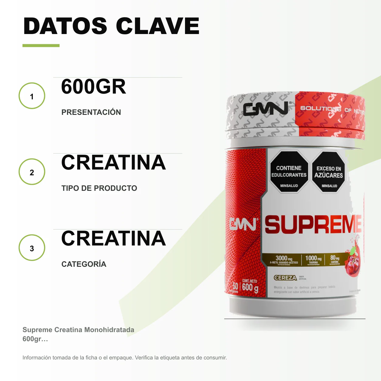 Supreme Creatina Monohidratada 600gr Gmn - Image 2
