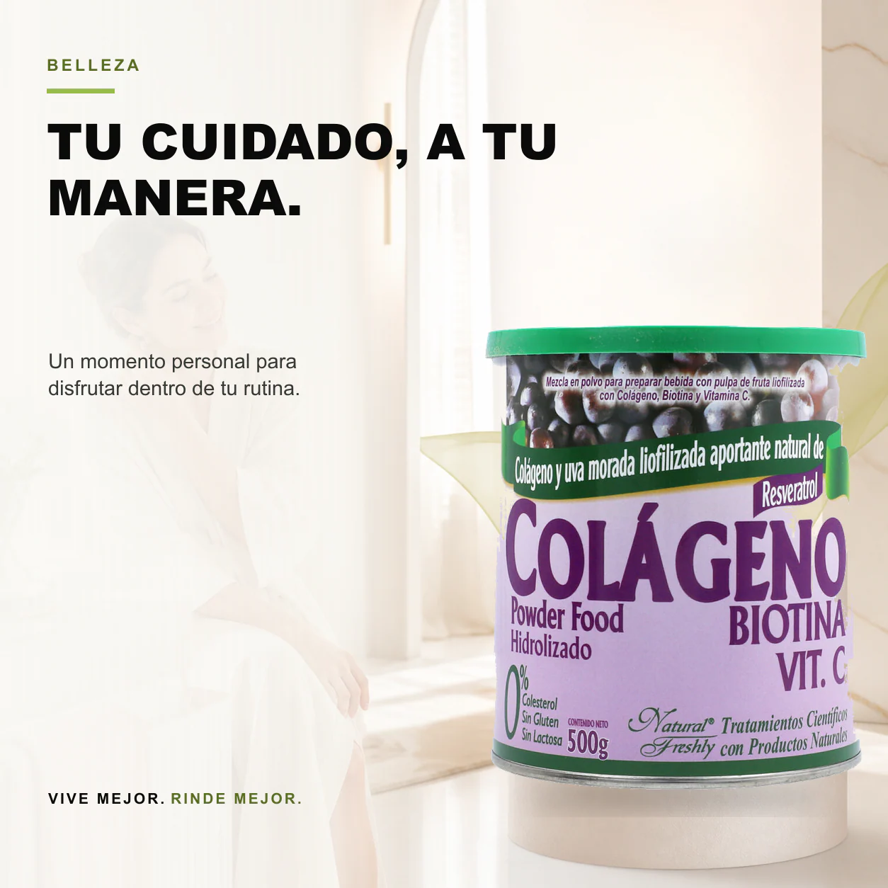 Colageno + Biotina + Vitamina C Polvo 500G - Natural Freshly - Image 3