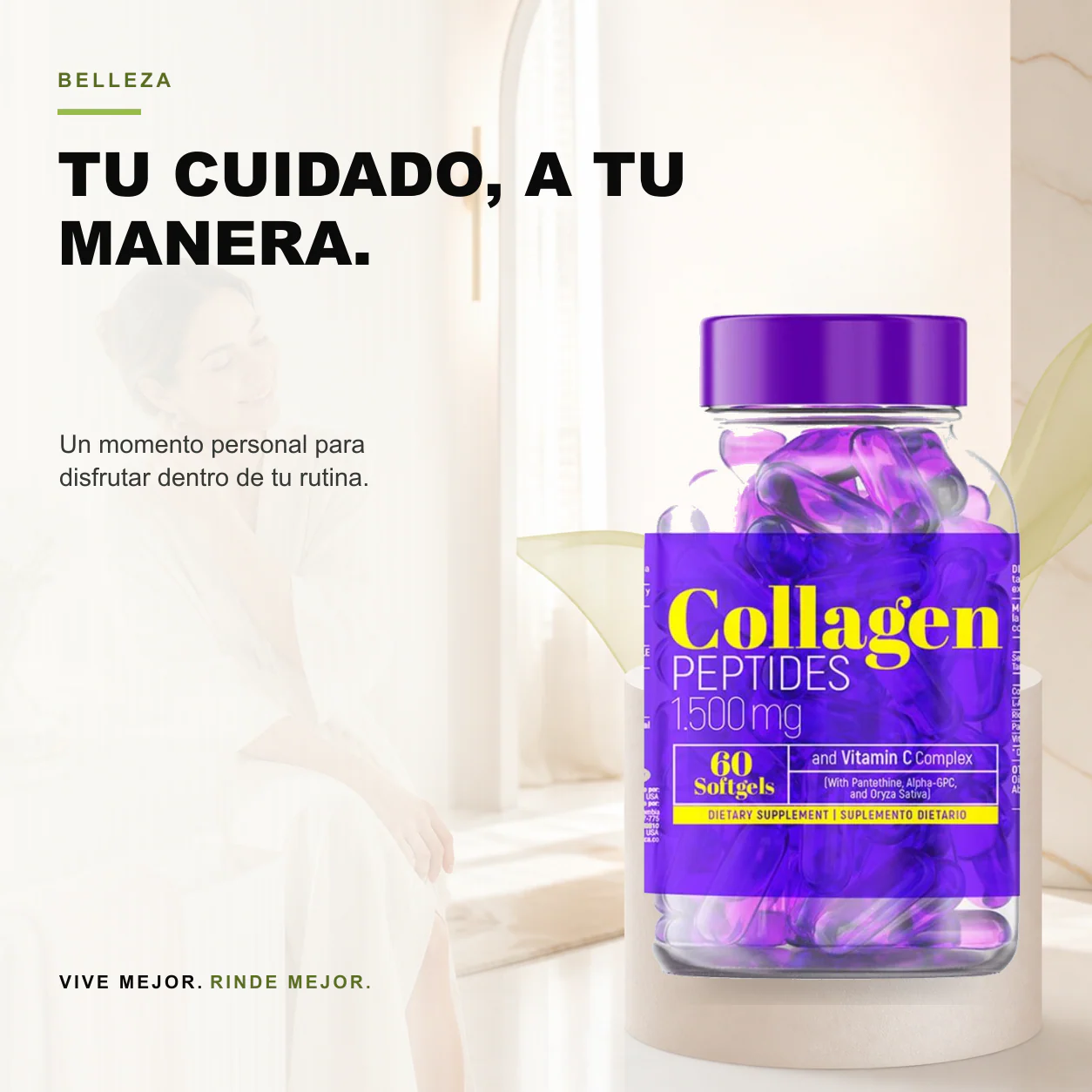 Péptidos de Colágeno + Vitamina C 60 Cáps - Healthy America - Image 3