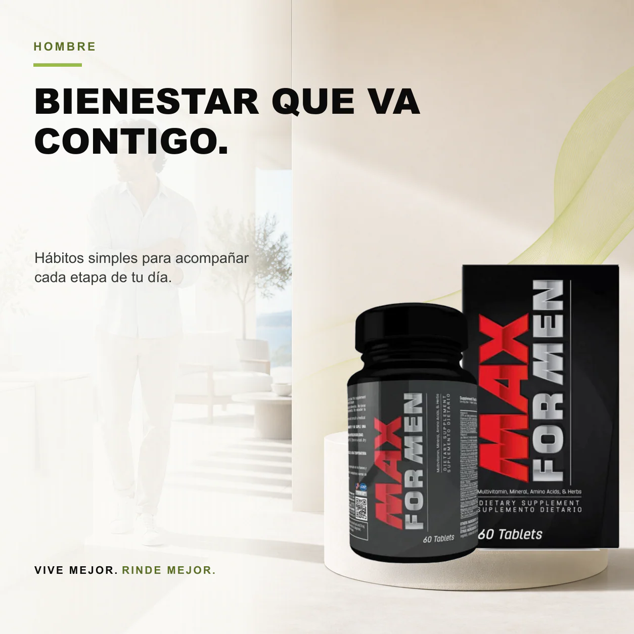 Max For Men Multivitaminico 60 Tabletas Healthy America - Image 3