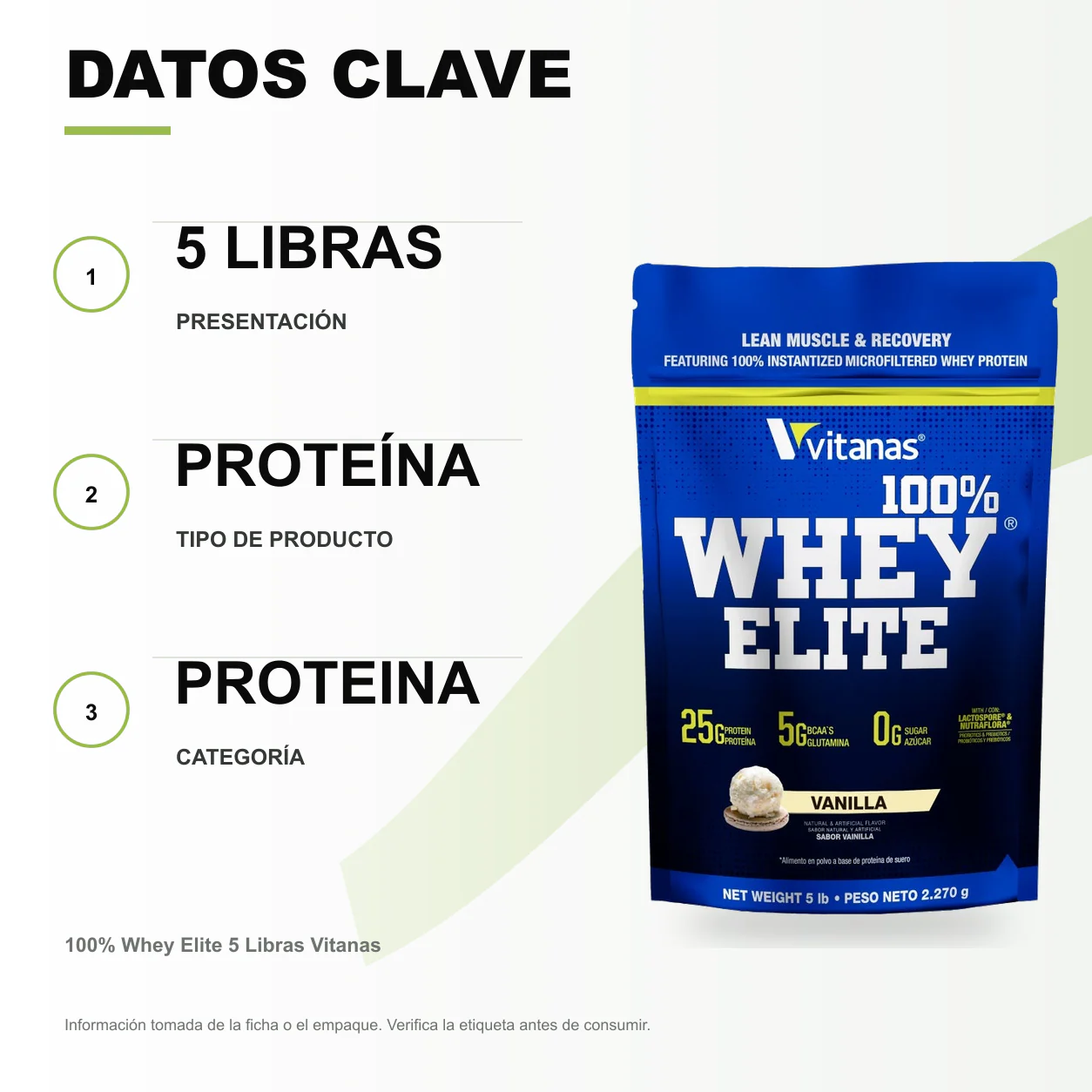 100% Whey Elite 5 Libras Vitanas - Image 2
