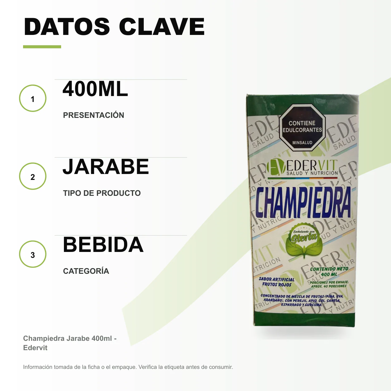 Champiedra Jarabe 400ml - Edervit - Image 2