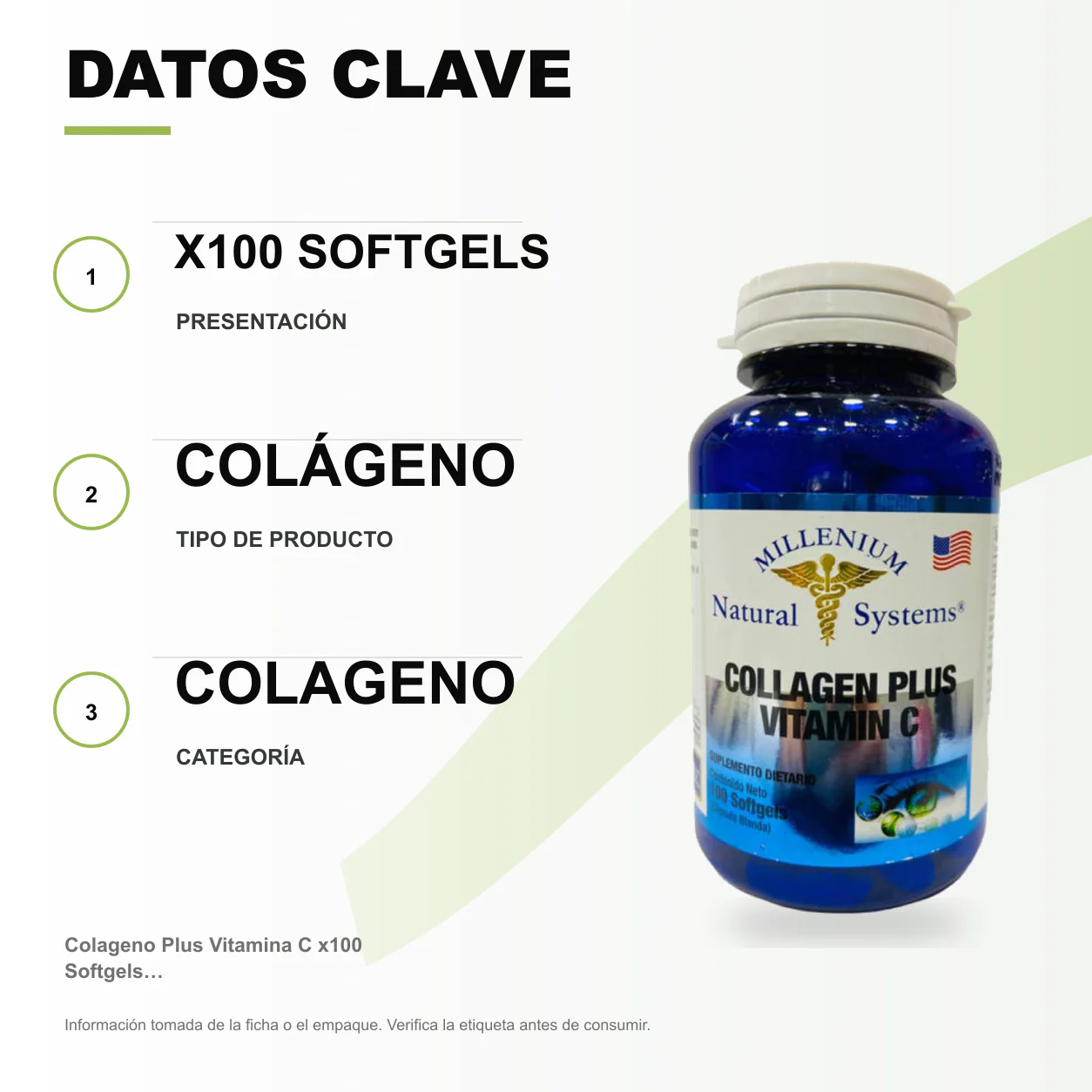 Colageno Plus Vitamina C x100 Softgels Natural Systems - Image 2