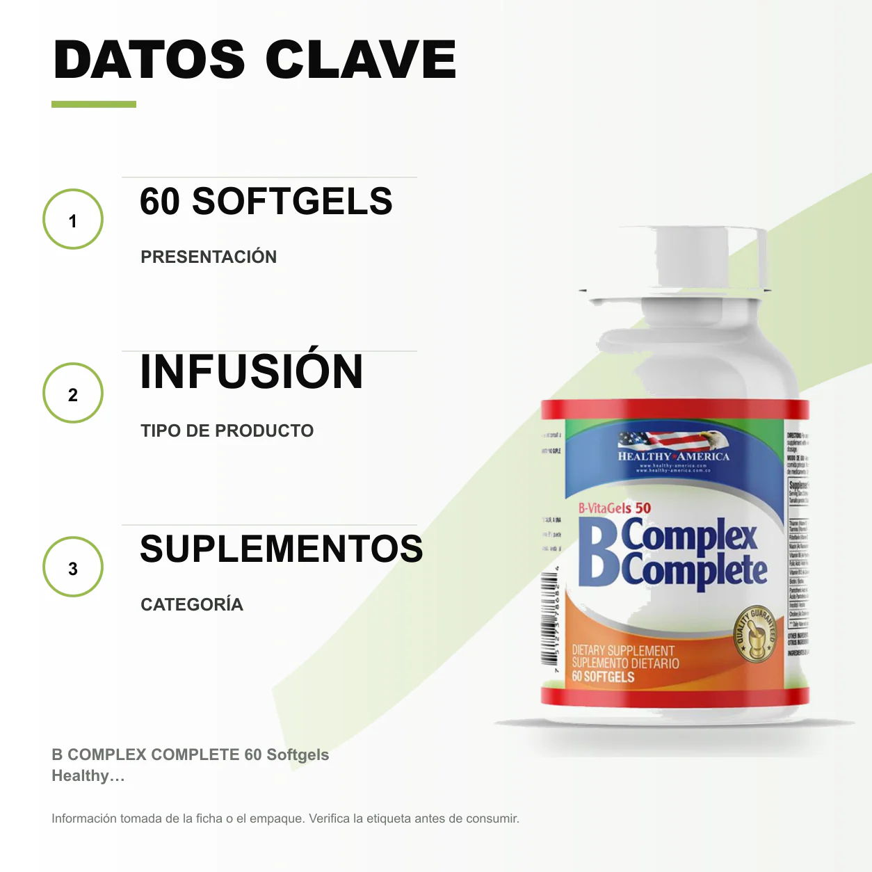 B COMPLEX COMPLETE 60 Softgels Healthy America - Image 2