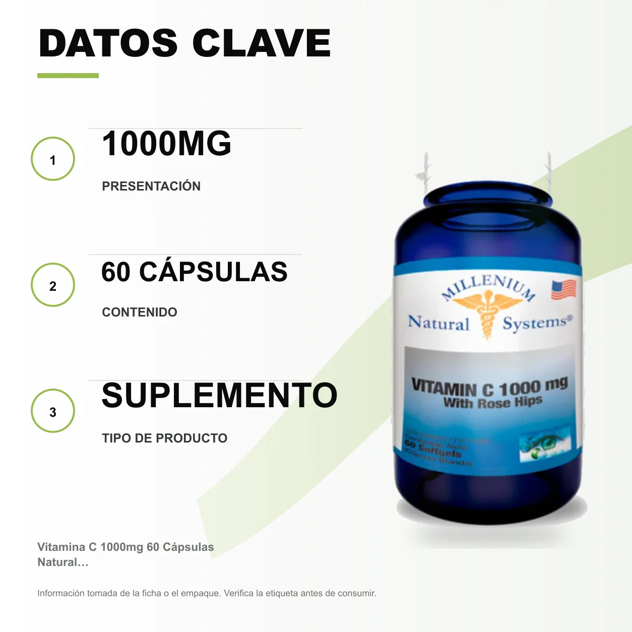 Vitamina C 1000mg 60 Cápsulas Natural Systems - Image 2