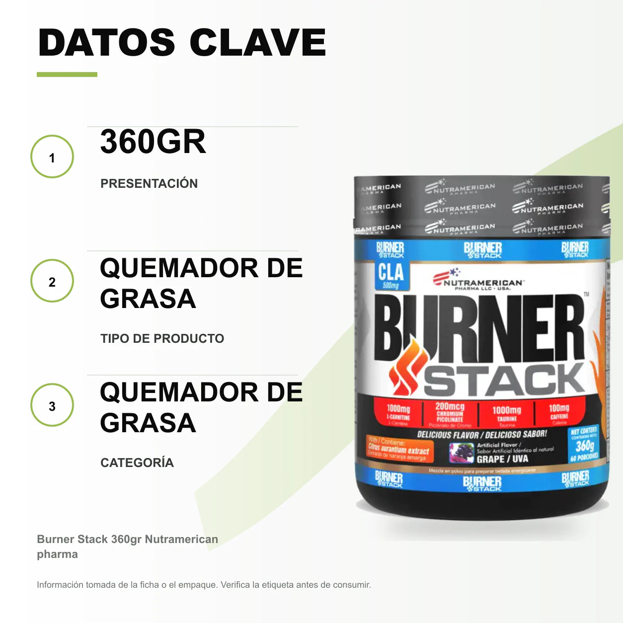Burner Stack 360gr Nutramerican pharma - Image 2