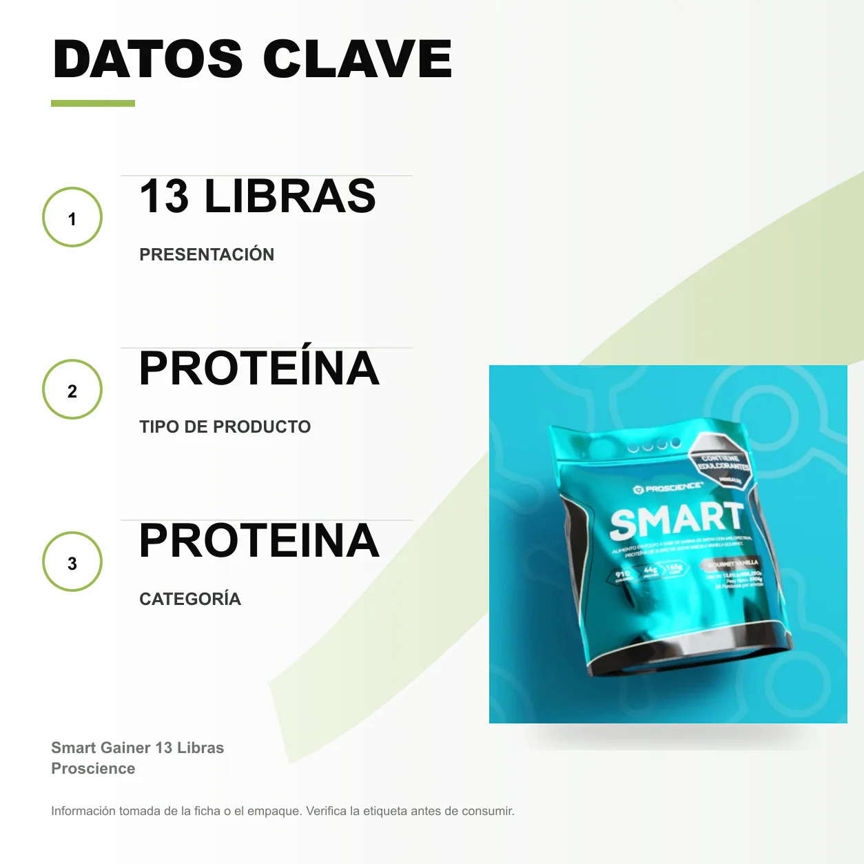 Smart Gainer 13 Libras Proscience - Image 2