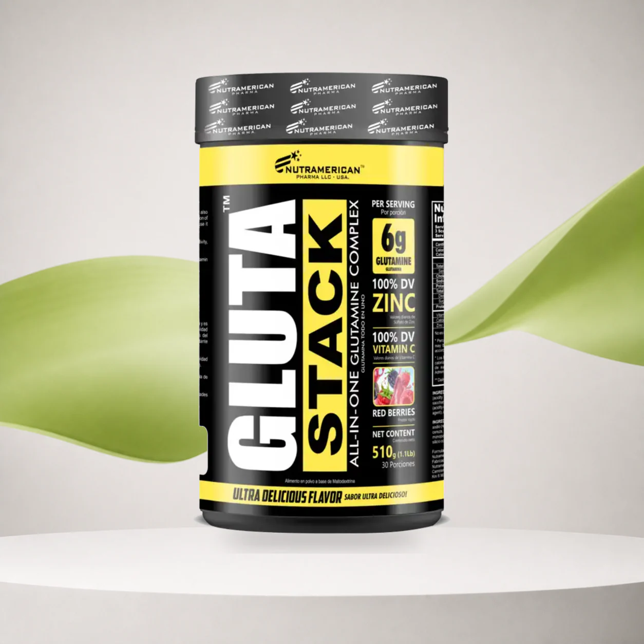 Gluta Stack Glutamina 6000mg + Zinc 1.1 Lb