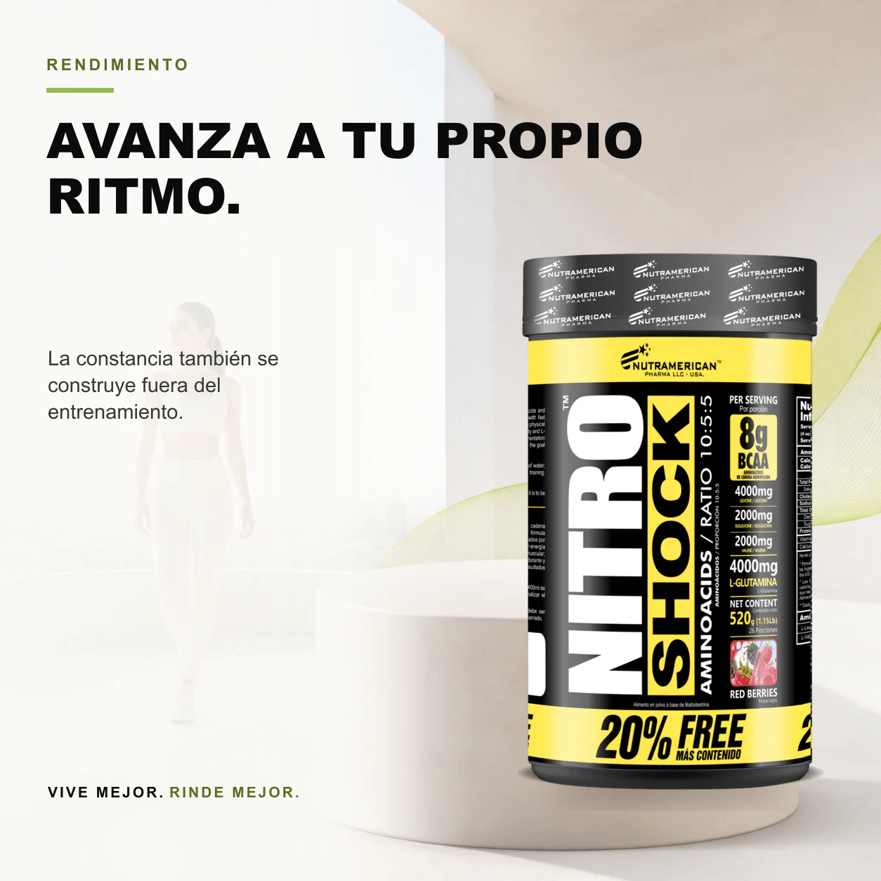 Nitro Shock Bcaa 1.15 lb - Nutramerican Pharma - Image 3