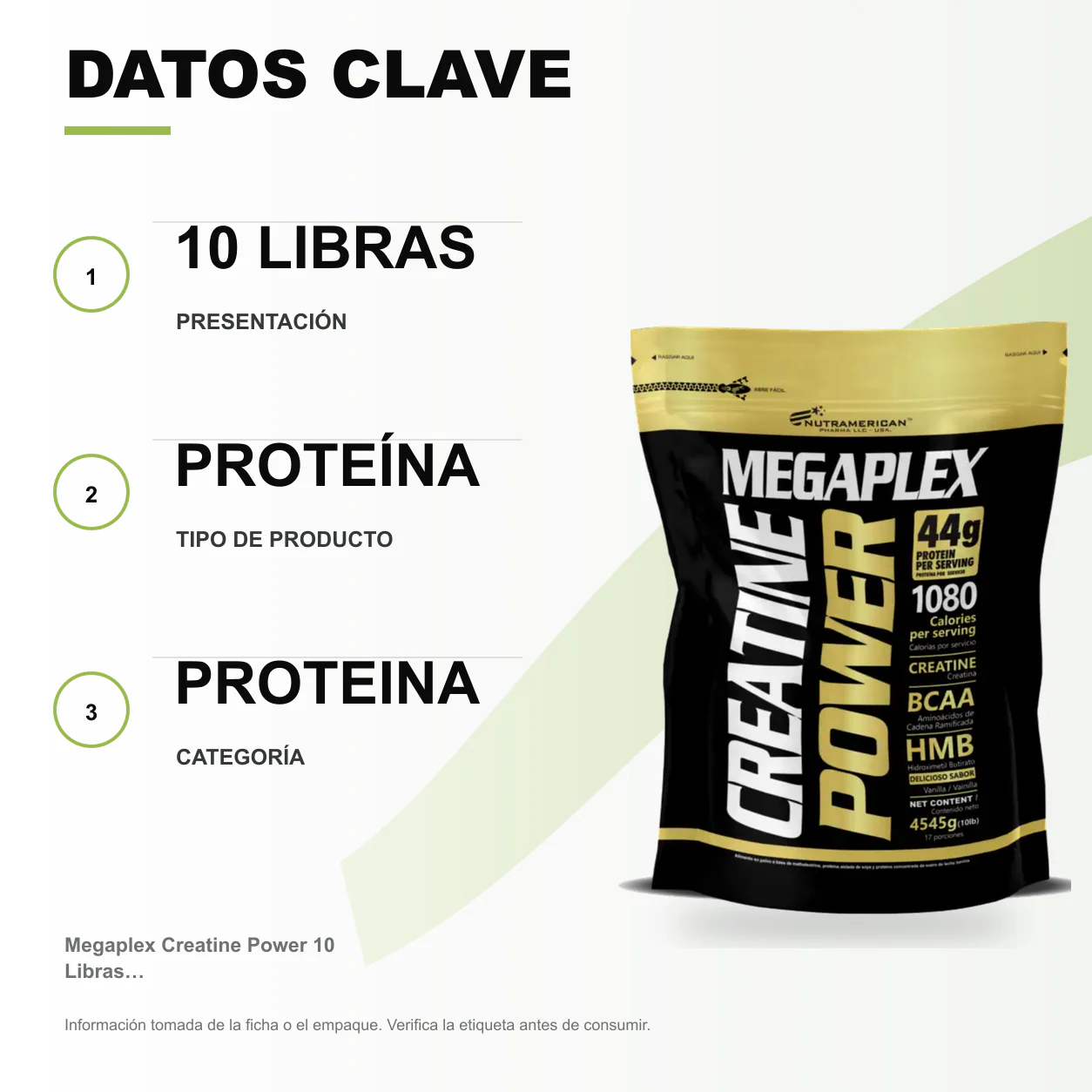 Megaplex Creatine Power 10 Libras - Nutramerican Pharma - Image 2