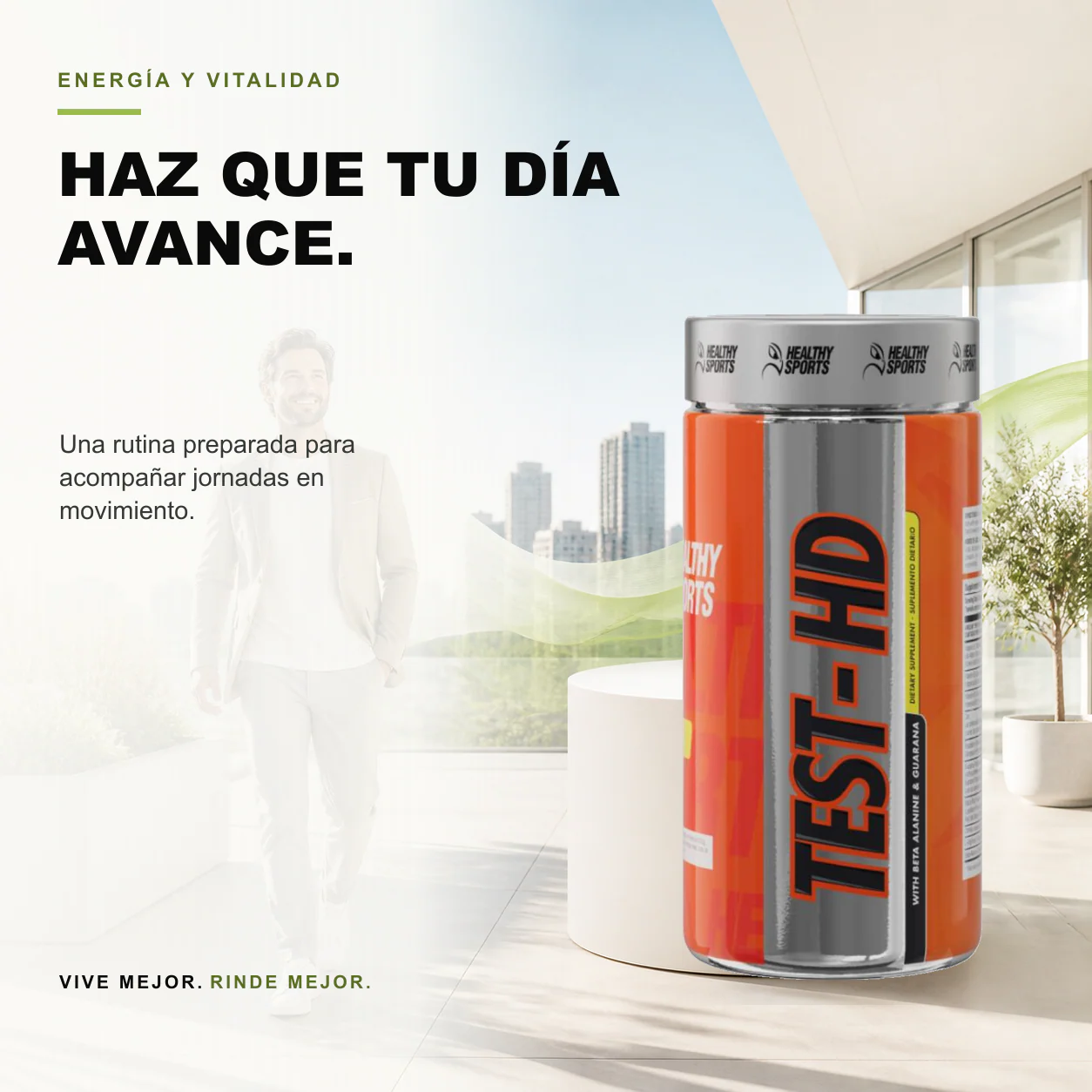Test-HD con Beta alanina & Guarana 60 Cápsulas Healthy Sports - Image 3