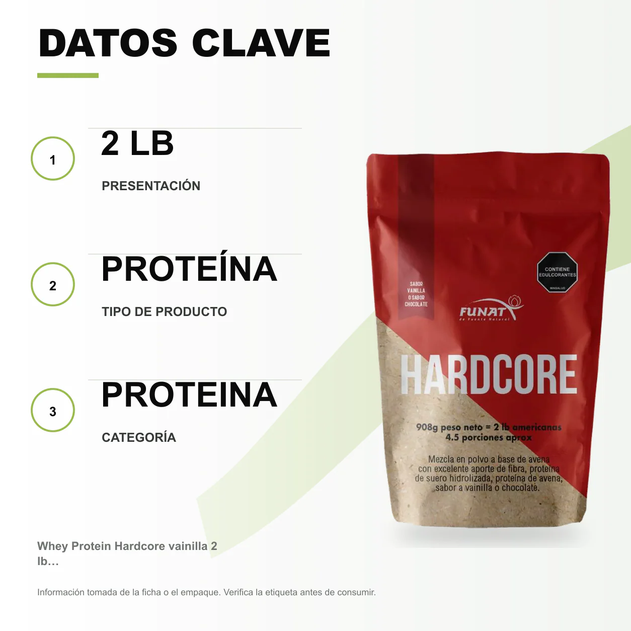 Whey Protein Hardcore vainilla 2 lb - Funat - Image 2