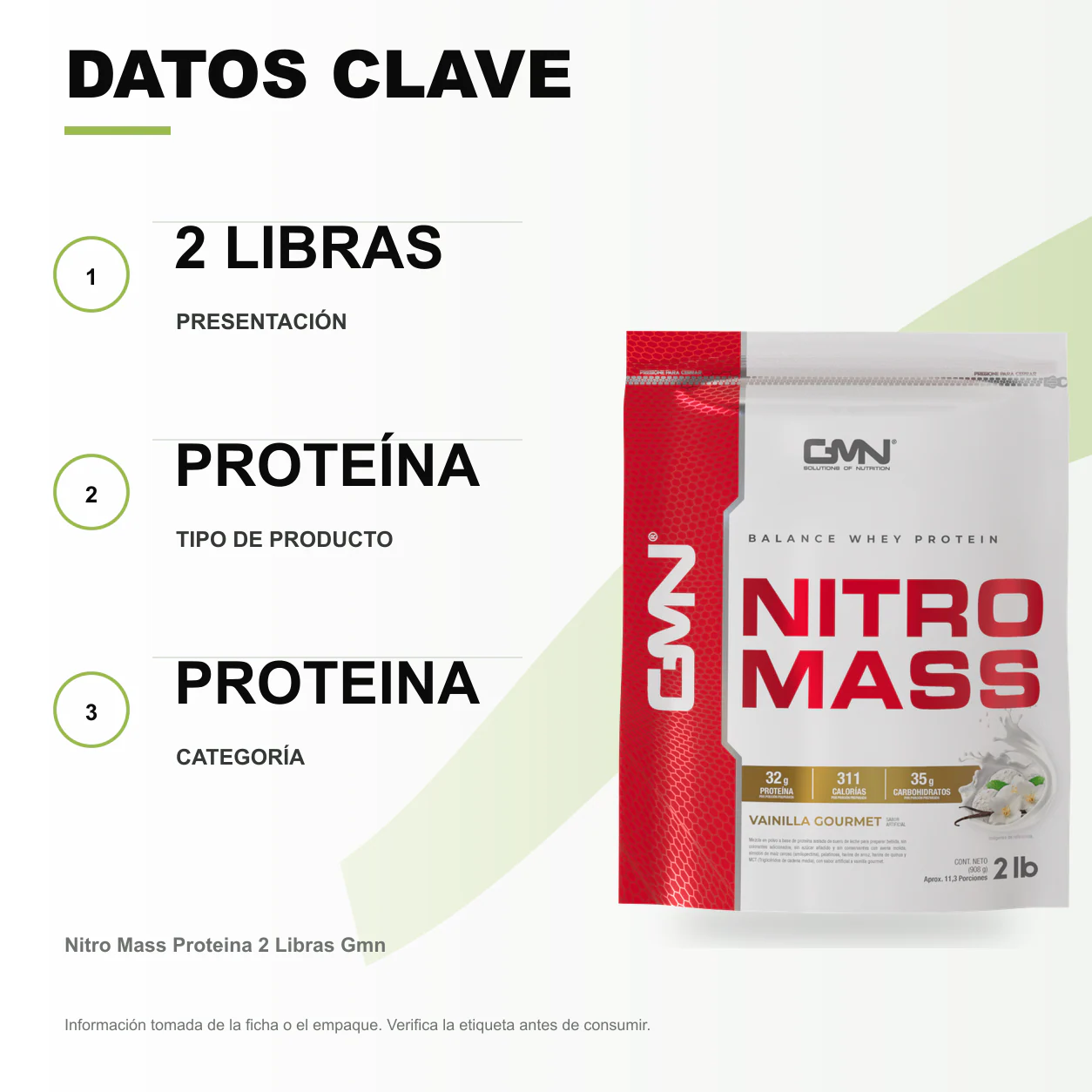 Nitro Mass Proteina 2 Libras Gmn - Image 2