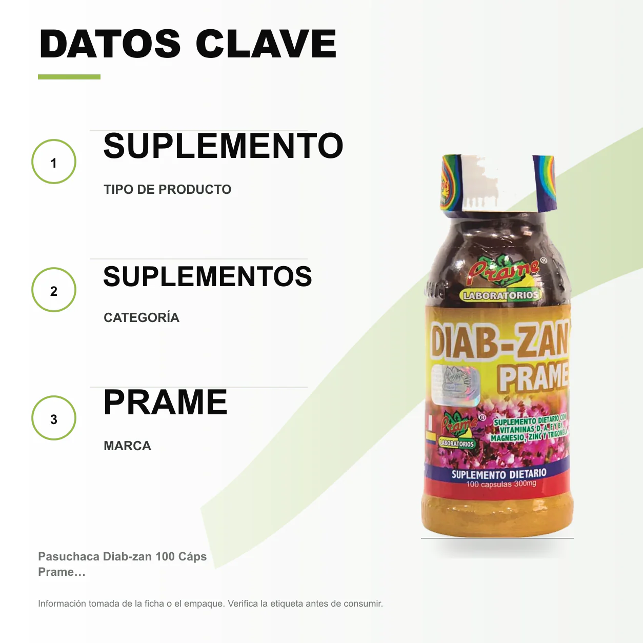 Pasuchaca Diab-zan 100 Cáps Prame Invima - Image 2
