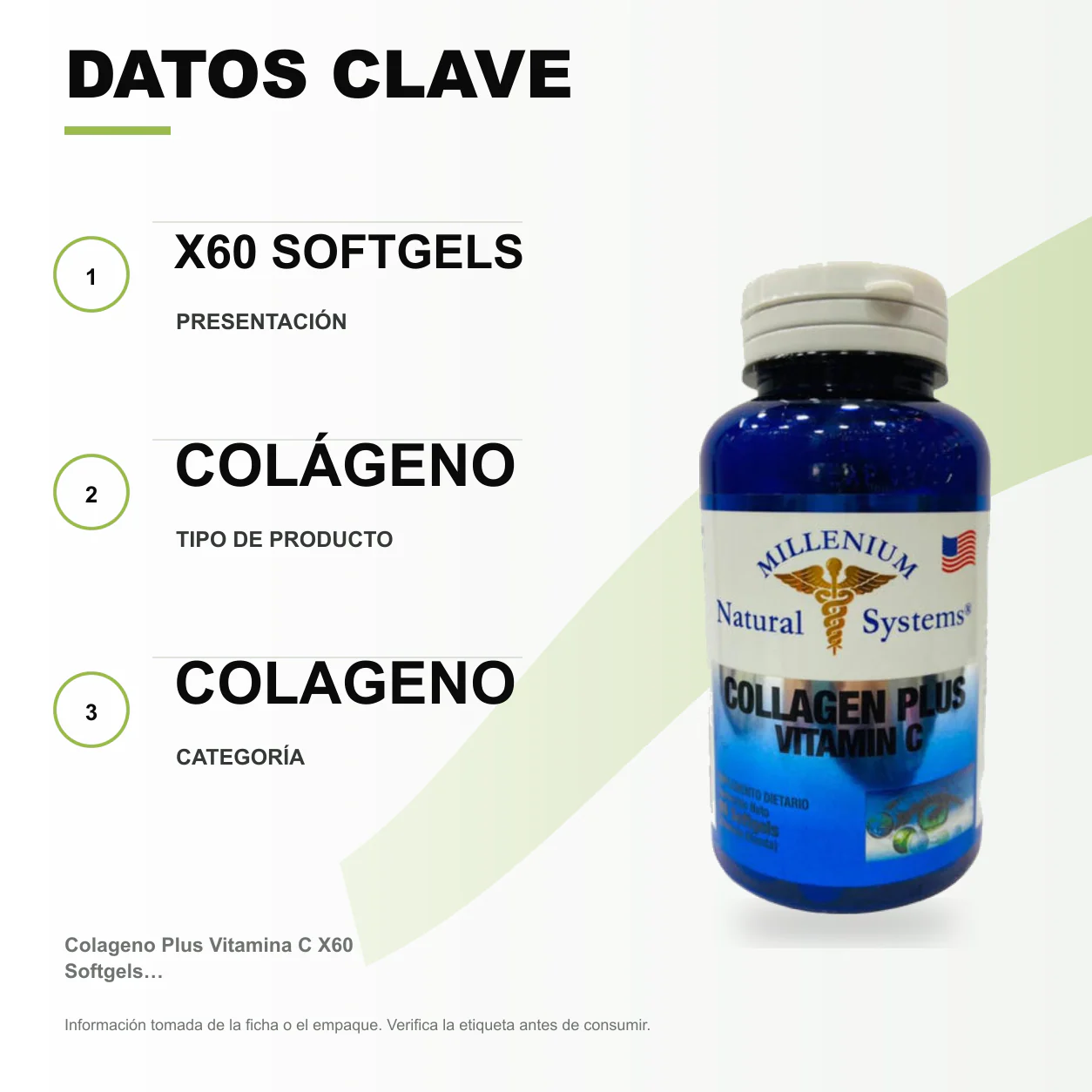 Colageno Plus Vitamina C X60 Softgels Natural Systems - Image 2