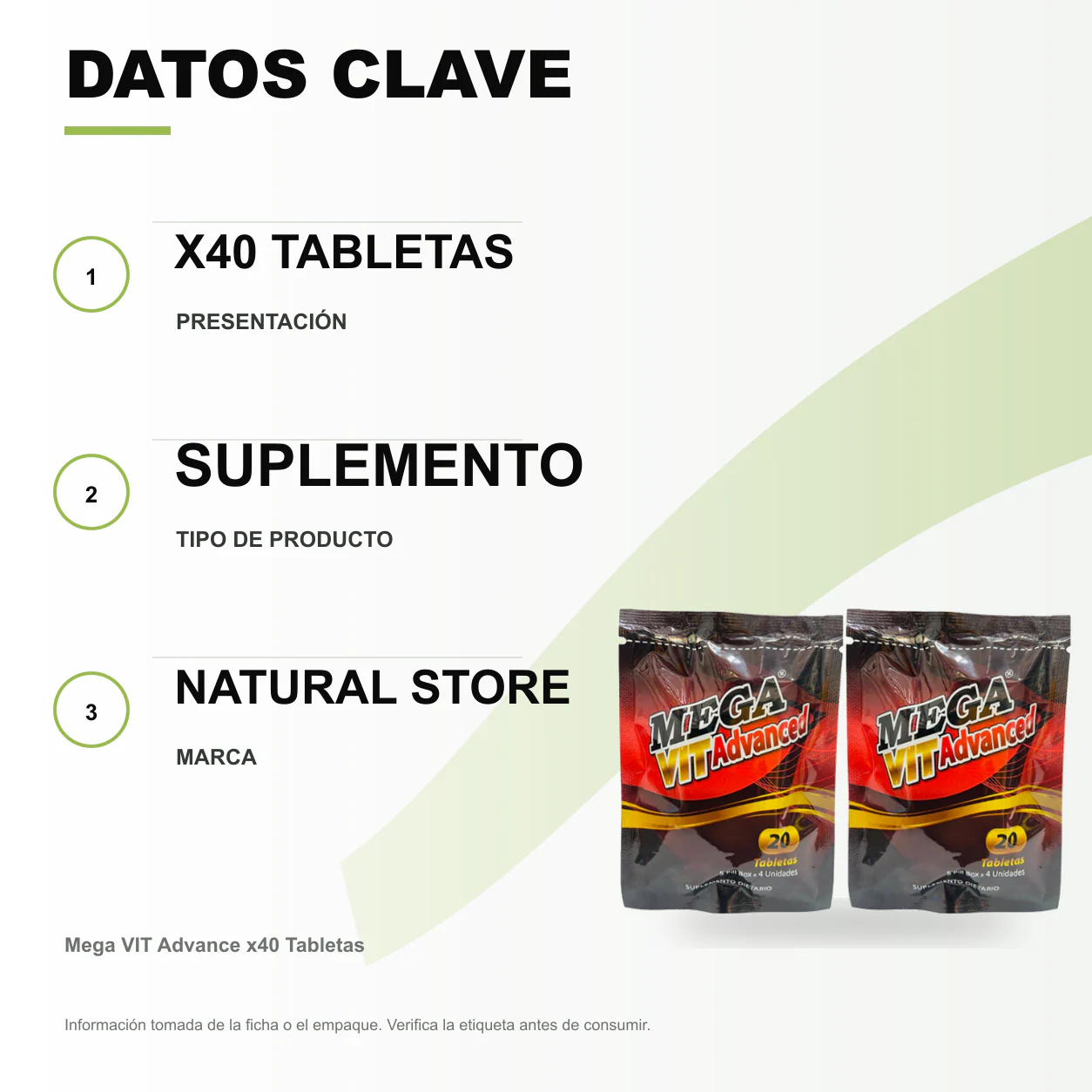Mega VIT Advance x40 Tabletas - Image 2