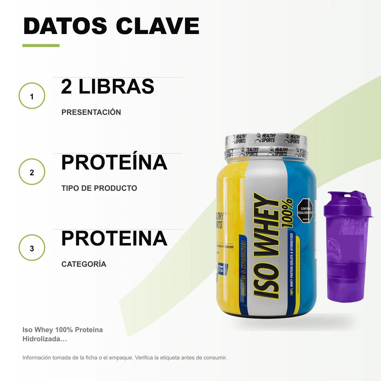 Iso Whey 100% Proteina Hidrolizada 2 Libras - Healthy Sports - Image 2