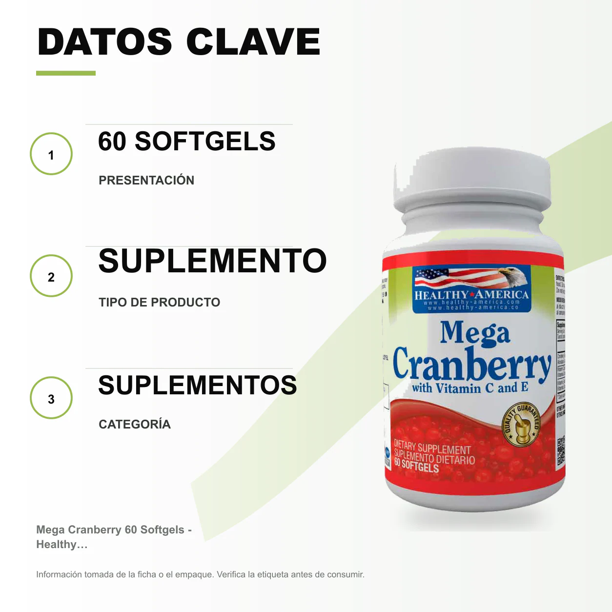 Mega Cranberry 60 Softgels - Healthy America - Image 2