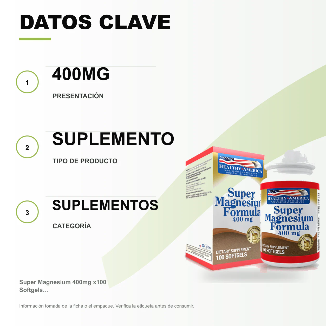 Super Magnesium 400mg x100 Softgels - Healthy America - Image 2
