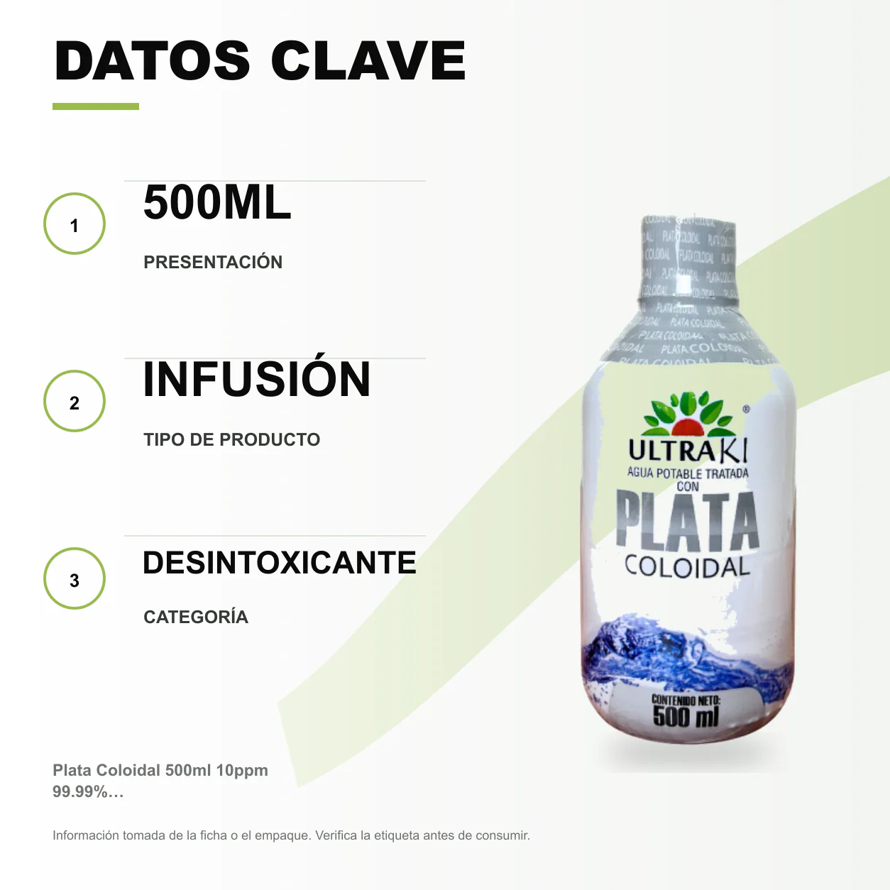 Plata Coloidal 500ml 10ppm 99.99% De Pureza Ultraki - Image 2