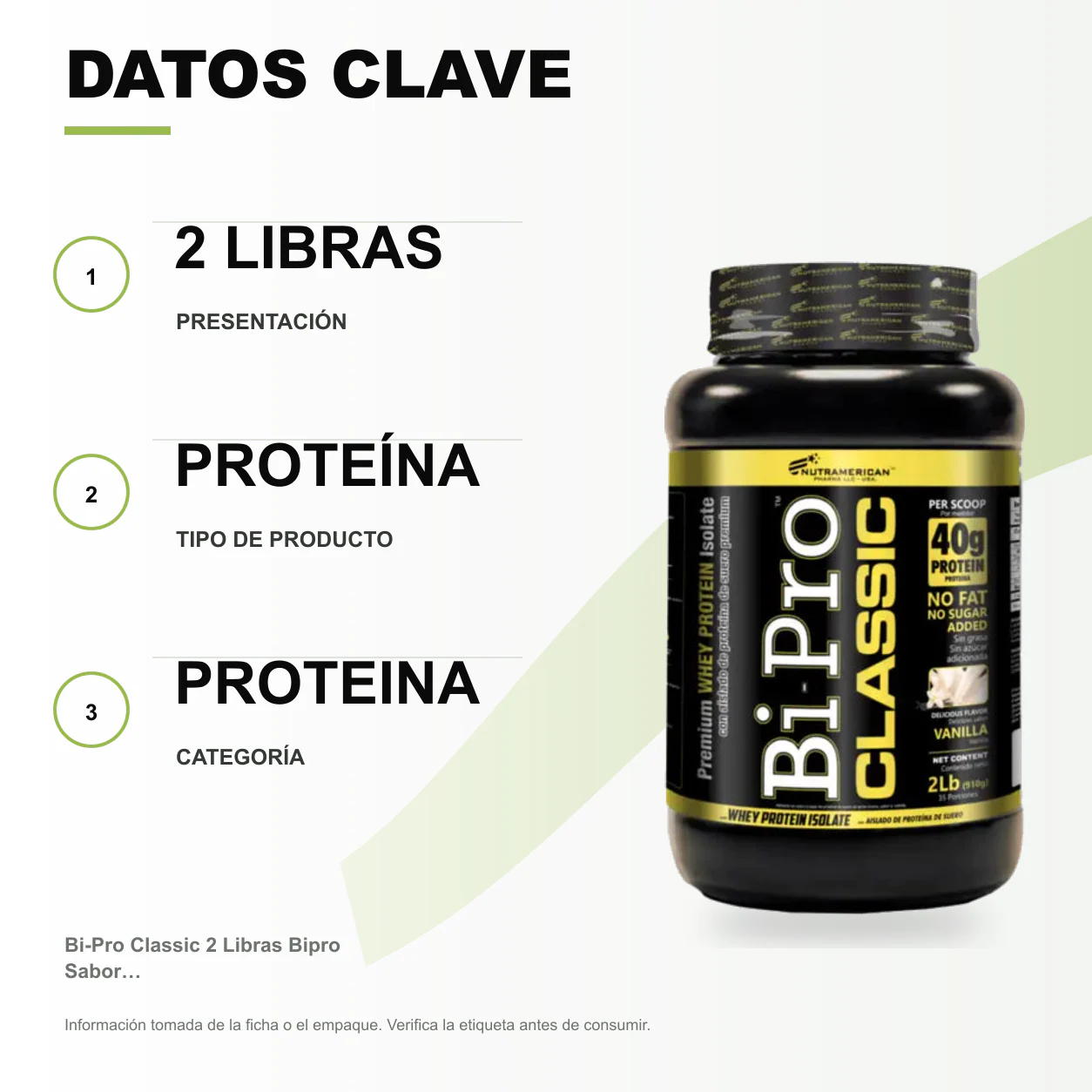 Bi-Pro Classic 2 Libras Bipro Sabor Vainilla - Image 2