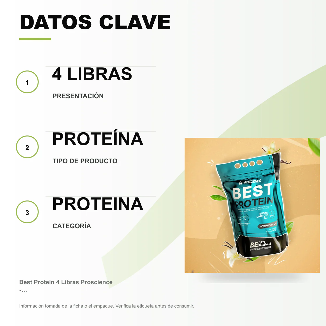 Best Protein 4 Libras Proscience - Vainilla - Image 2