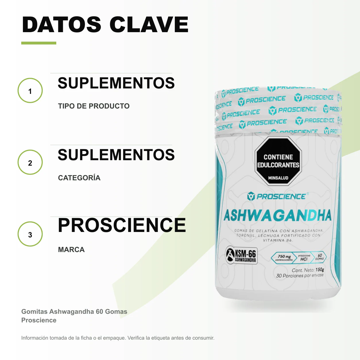 Gomitas Ashwagandha 60 Gomas Proscience - Image 2