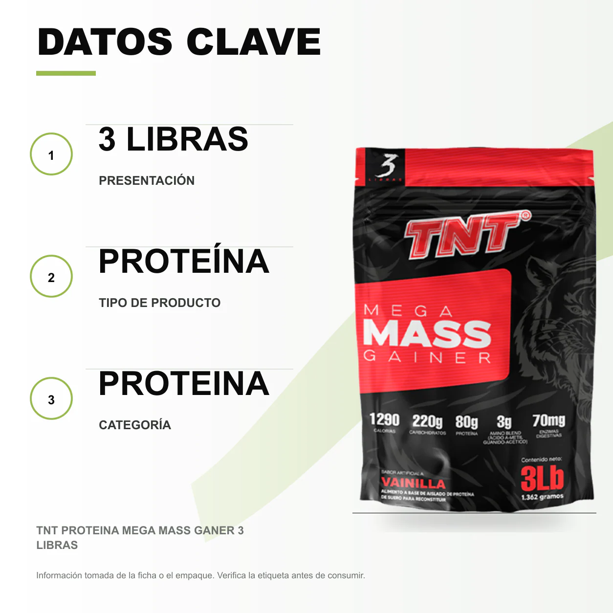 TNT PROTEINA MEGA MASS GANER 3 LIBRAS - Image 2